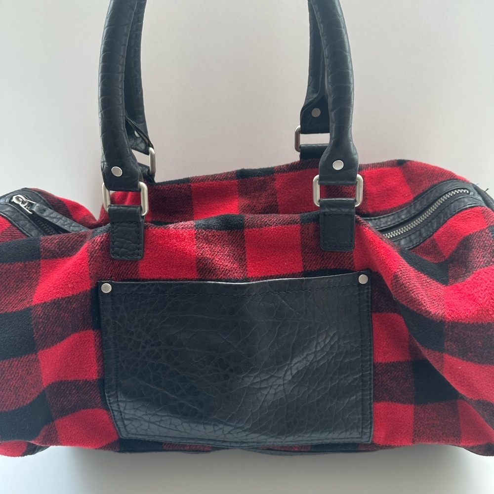 Vintage Abercrombie & Fitch Tote Bag Plaid Flannel Wool Satchel Bag Purse